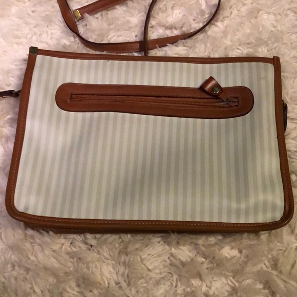 Allen Edward Crossbody Bag Striped Leather Trim - Picture 2 of 6